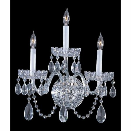 CRYSTORAMA Polished Chrome Traditional Crystal 3 Light Wall Sconce 1033-CH-CL-MWP